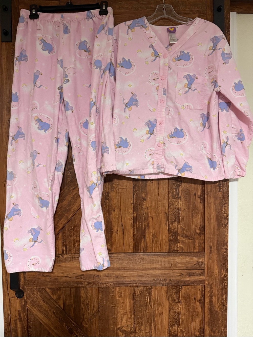 Disney Eeyore Print Pink Pajama Set  Cotton Women Size M